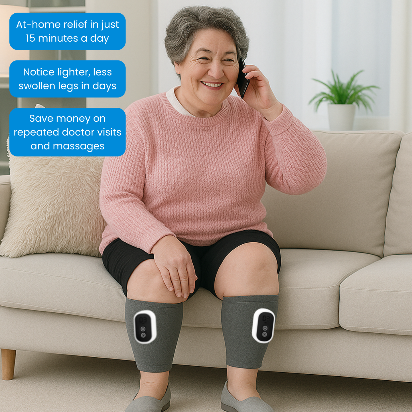 Relieve Swollen, Heavy Legs and Finally Enjoy Time With Loved Ones Again with the TruWave™ 3-in-1 Leg Massager